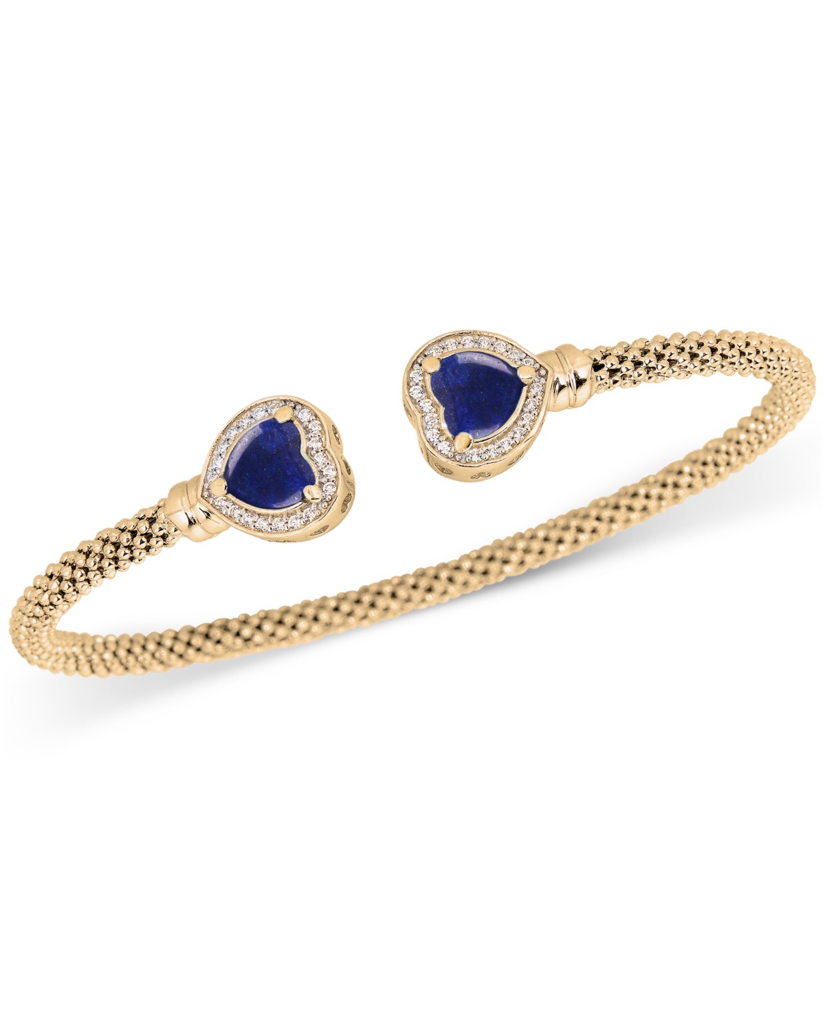 Украшения Macy's Lapis & White Topaz (1/3 ct. t.w.) Heart Halo Cuff Bracelet (Also available in Onyx, Amethyst, Citrine, Swiss Blue Topaz or Turquoise). — фото 1