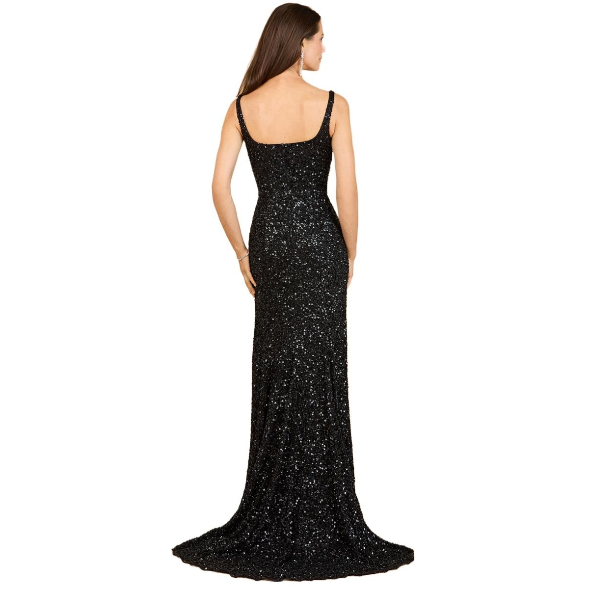 Women's Sweetheart Neckline, Beaded Gown with Slit