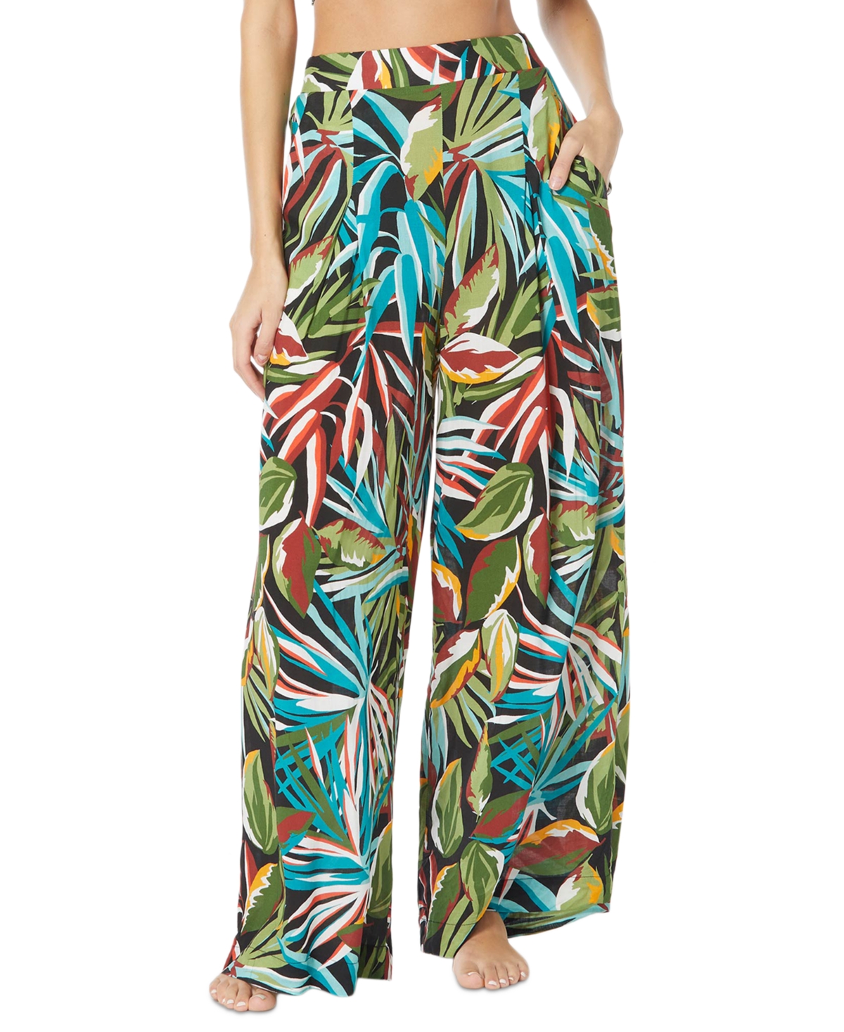 Women's Printed Wide-Leg Cover-Up Pants - Multi