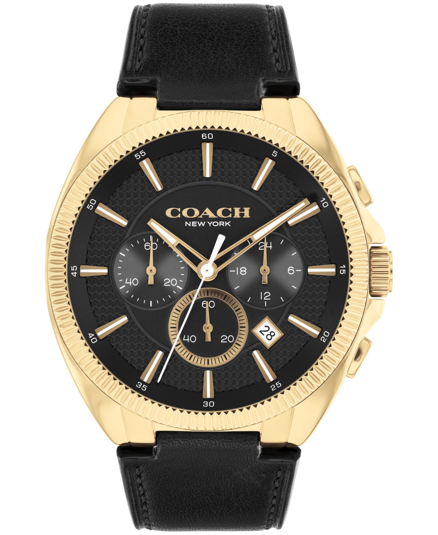 Мужские часы Coach Jackson Black Leather Strap Watch 45mm — фото 1