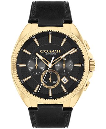 Men's Jackson Black Leather Strap Watch 45mm