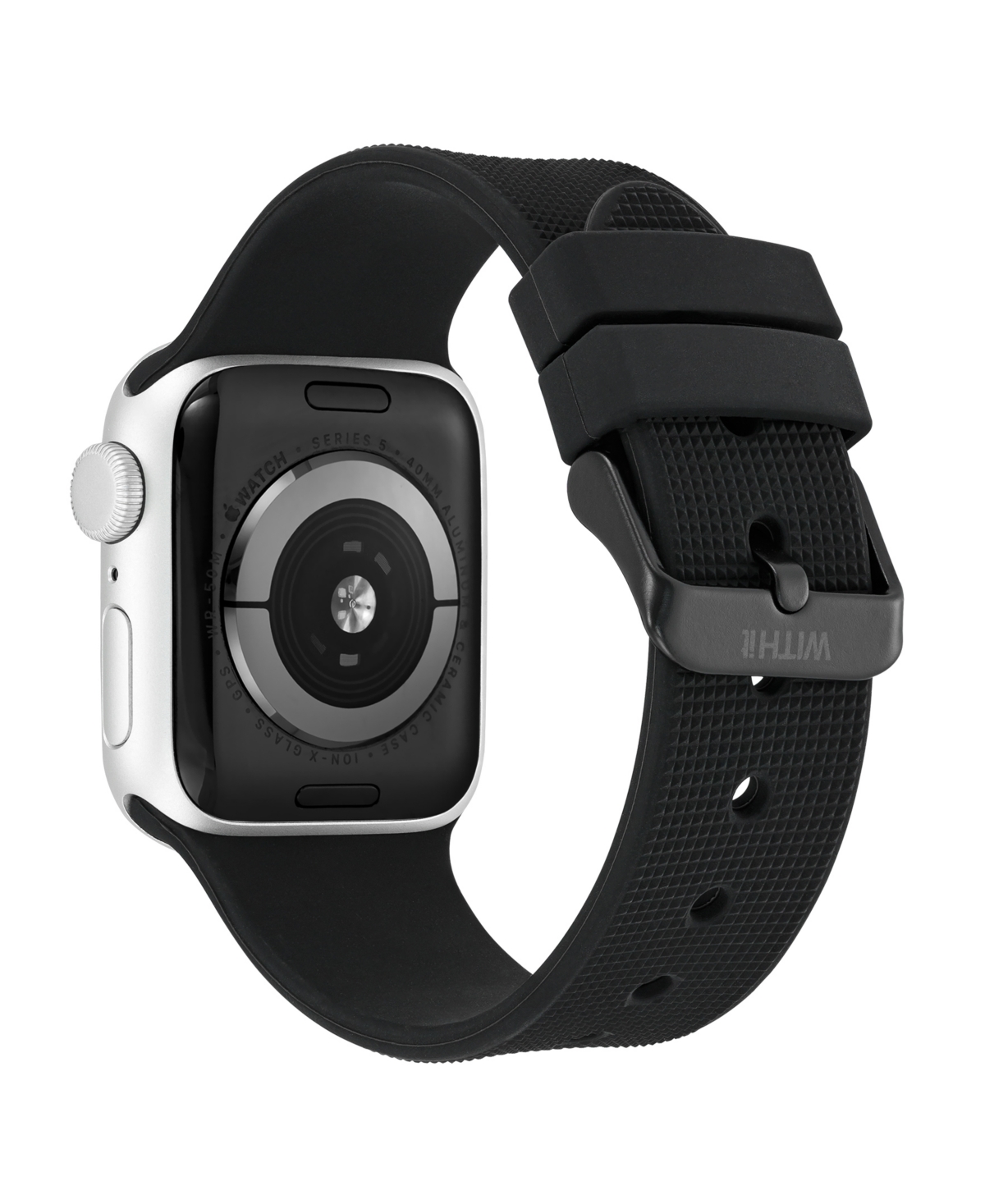 WITHitTextured Silicone Band with Band Candy Slider Charms designed for Apple Watch 42mm (Series 10) & 38/40/41mm - Black