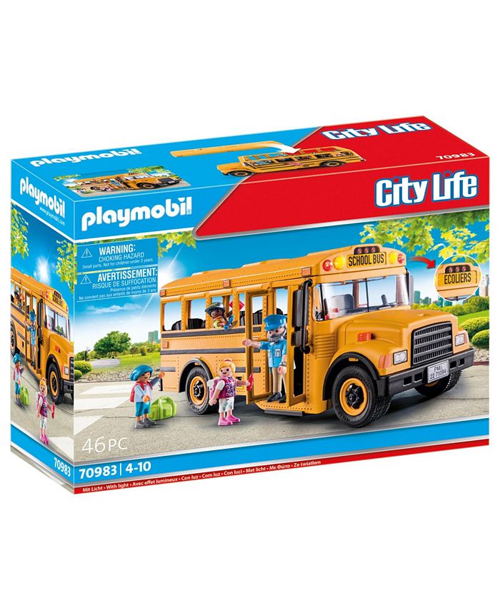Playmobil School Bus Toy With Flashing Lights & Removable Roof - 7 Figure Capacity