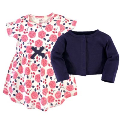 Baby Girls Natural Cotton Dress and Cardigan