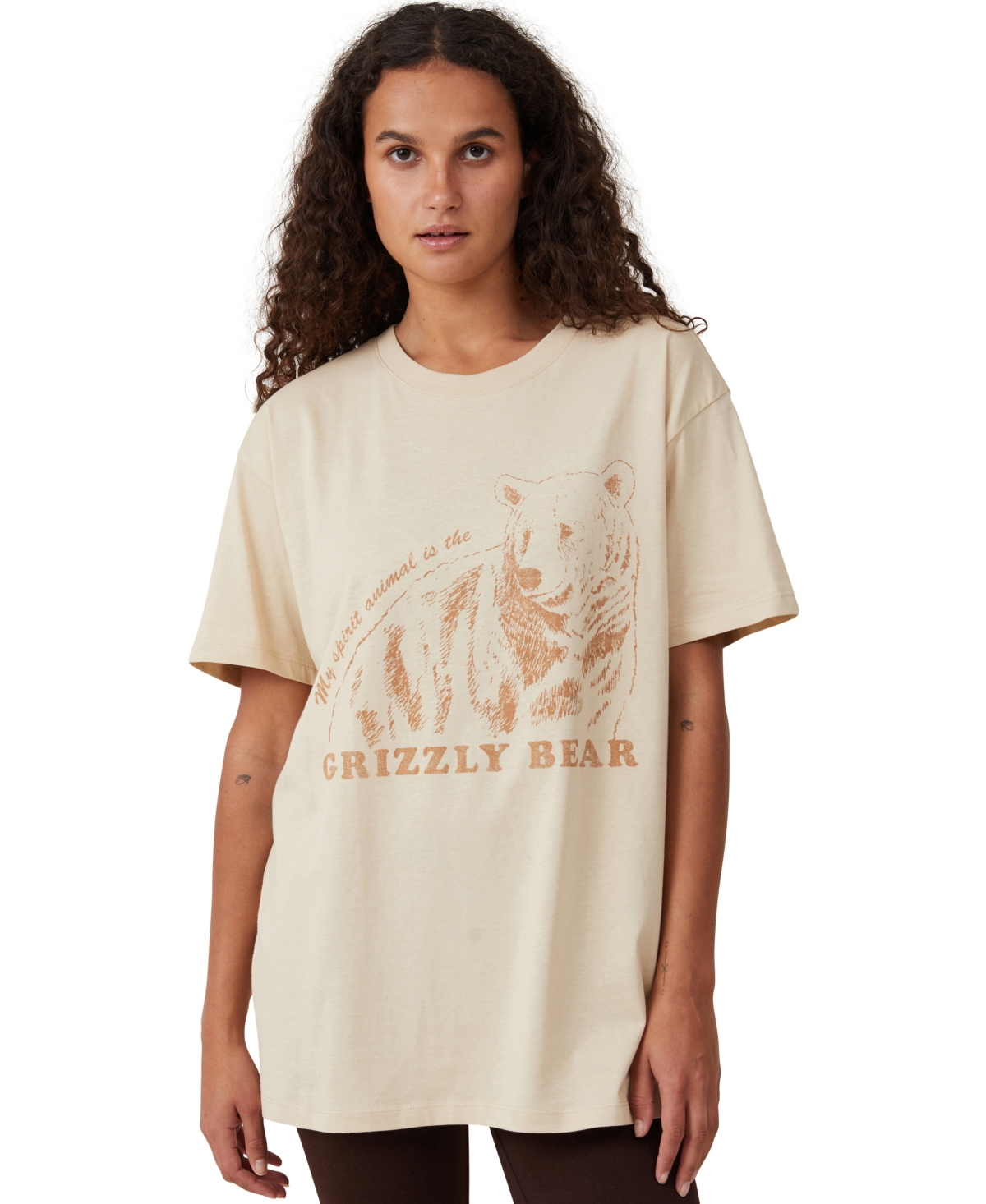 Cotton On Women's The Oversized Graphic T-shirt In Grizzly Bear,shortbread