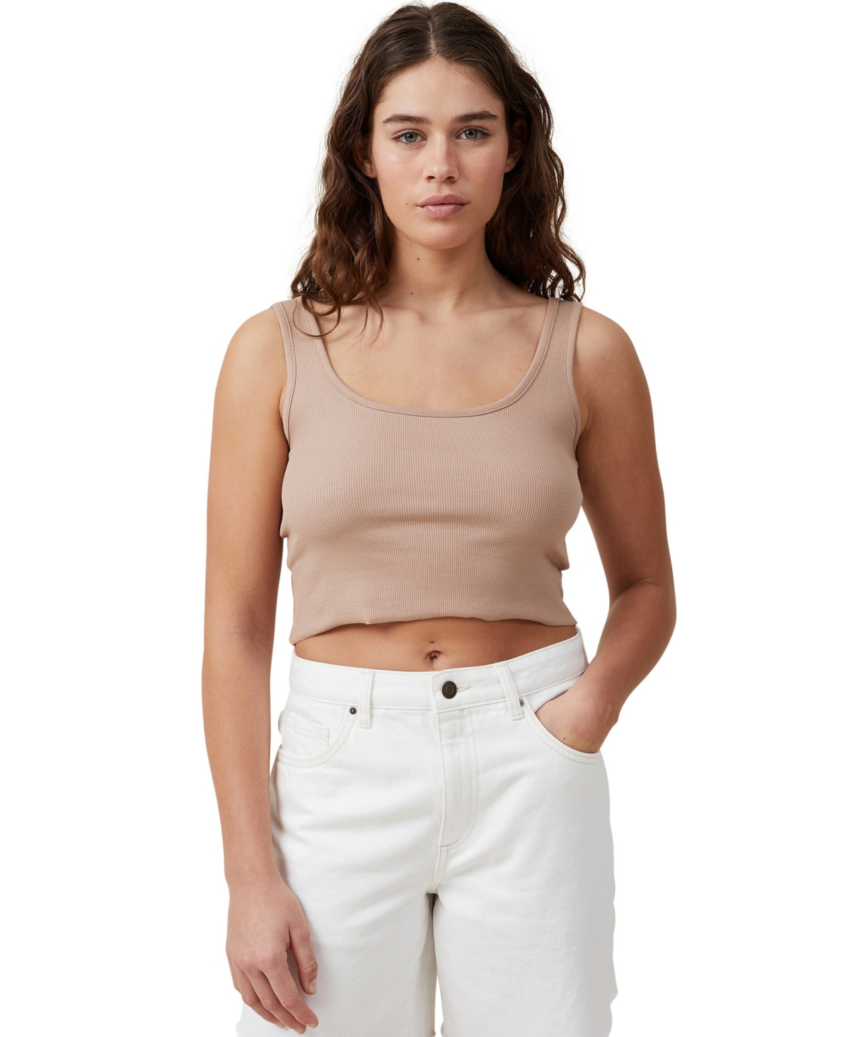Shop Cotton On Women's The One Rib Crop Tank Top In Chestnut