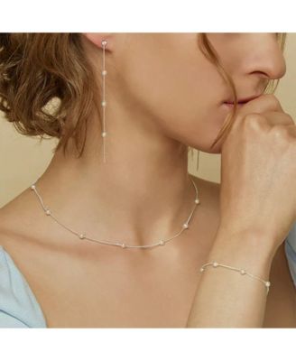 Sterling Silver Infinite Pearl Earrings Dainty Holiday Gift Idea