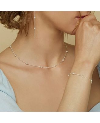 Sterling Silver Infinite Cultured Pearl Necklace