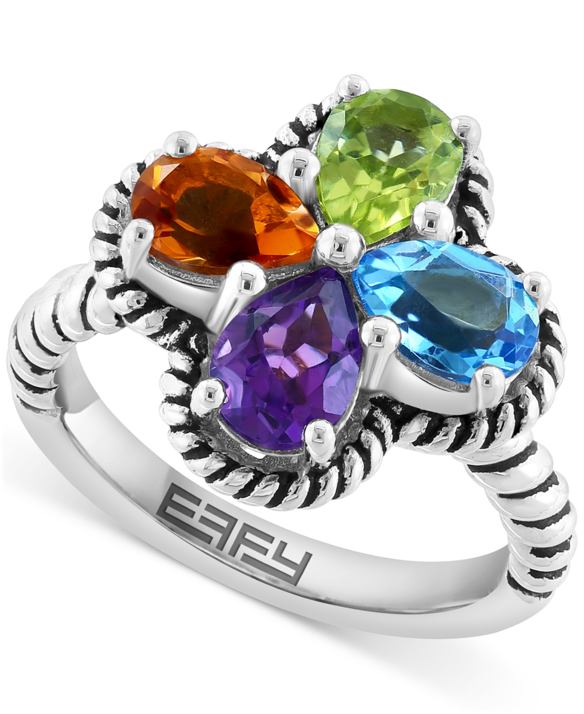 Effy Multi-Gemstone Flower Ring (2-7/8 ct. t.w.) in Sterling Silver - Sterling Silver