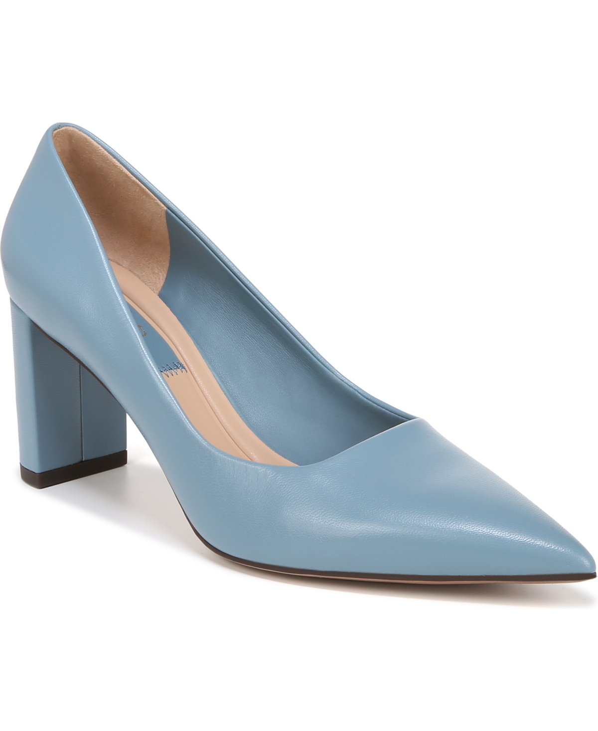 Shop Franco Sarto Giovanna Pointed Toe Block Heel Pumps In Denim Blue Leather