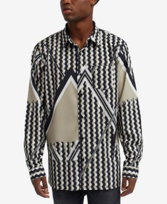 Men's Geo Print Long Sleeves Woven Shirt