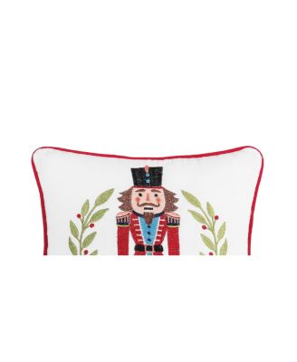Nutcracker Wreath Embroidered Small Christmas Throw Pillow, 10" x 10"