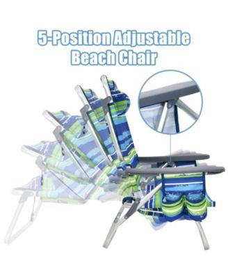 2 Pieces Folding Backpack Beach Chair with Pillow
