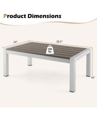 Patio Aluminum Coffee Table Outdoor Rectangular Cocktail Accent Table Garden