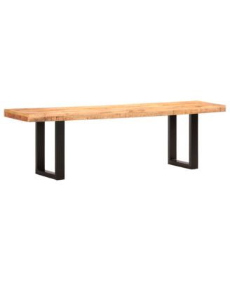 Bench 63" Solid Rough Mango Wood and Steel
