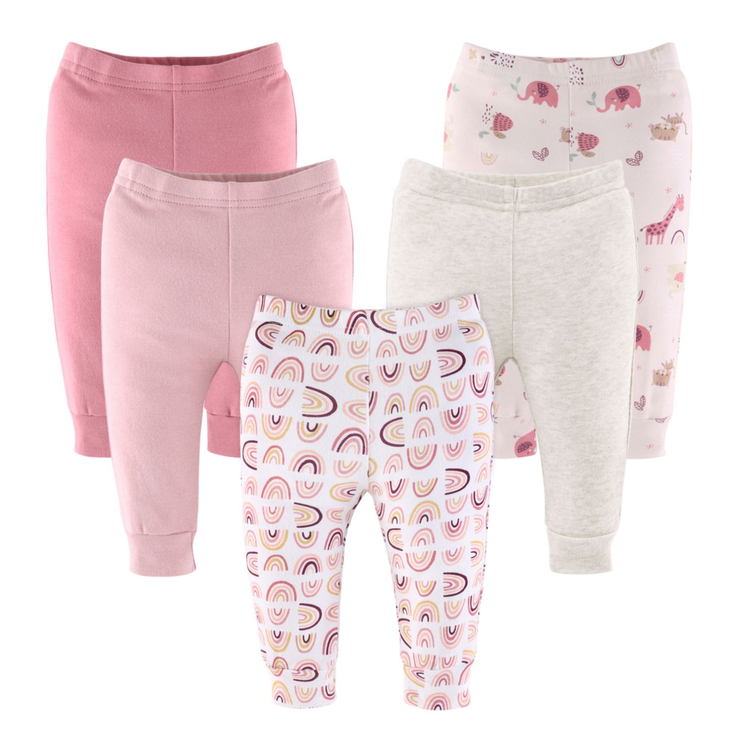 Брюки The Peanutshell Pants, 5-Pack, Rainbow Safari для девочек-малышей, цвет: Розовый / Коралловый — фото 1