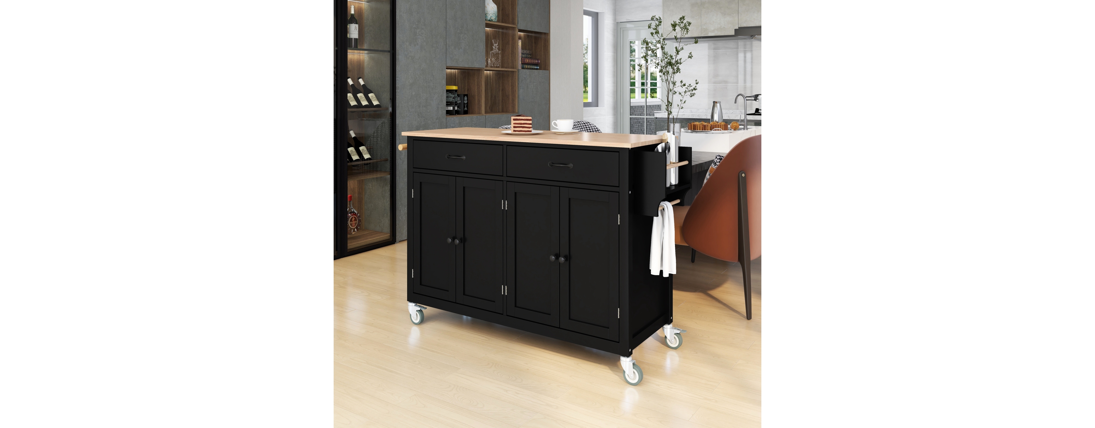 Wood Top Kitchen Island Cart