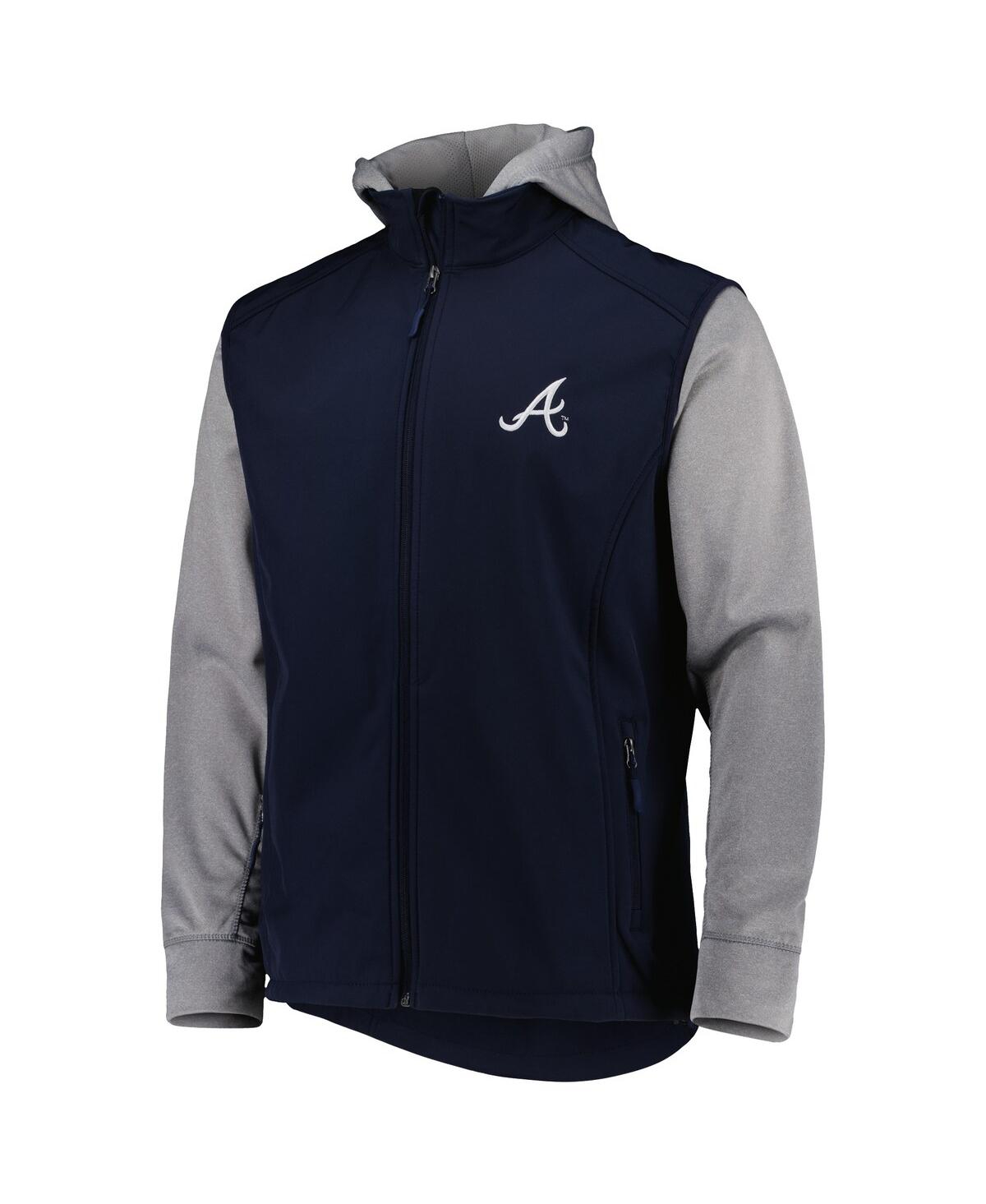 DUNBROOKE MEN'S DUNBROOKE NAVY, HEATHER GRAY ATLANTA BRAVES ALPHA FULL-ZIP JACKET 