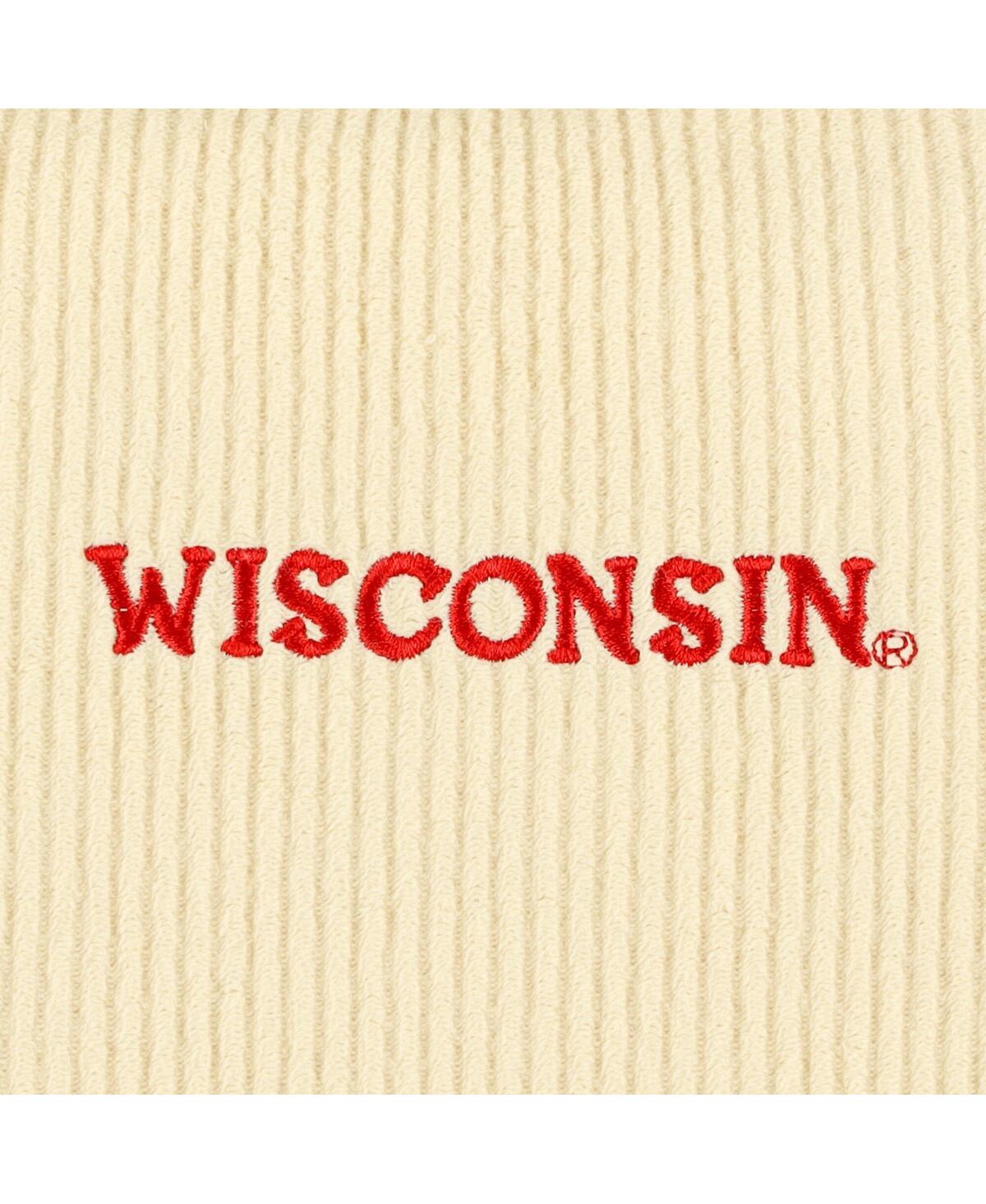 League Collegiate Wear Cream Wisconsin Badgers Timber Cropped Pullover Sweatshirt In Cream
