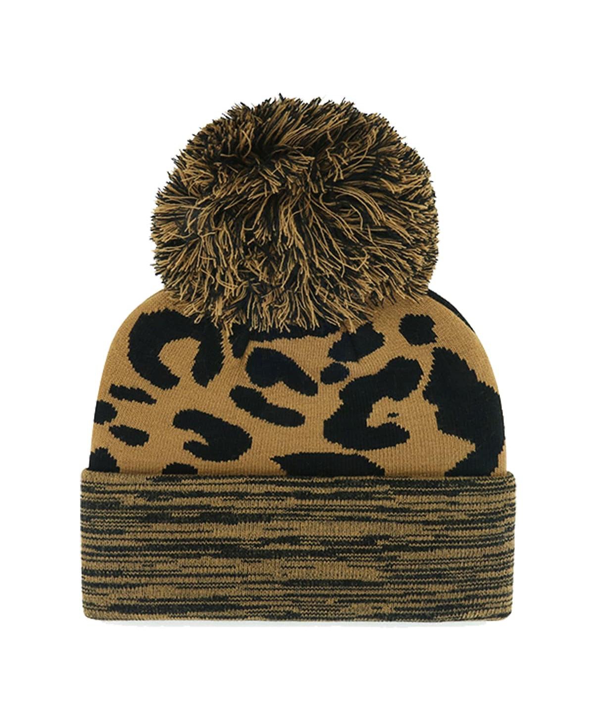 Shop 47 Brand Women's ' Boston Red Sox Leopard Rosette Cuffed Knit Hat With Pom In Brown