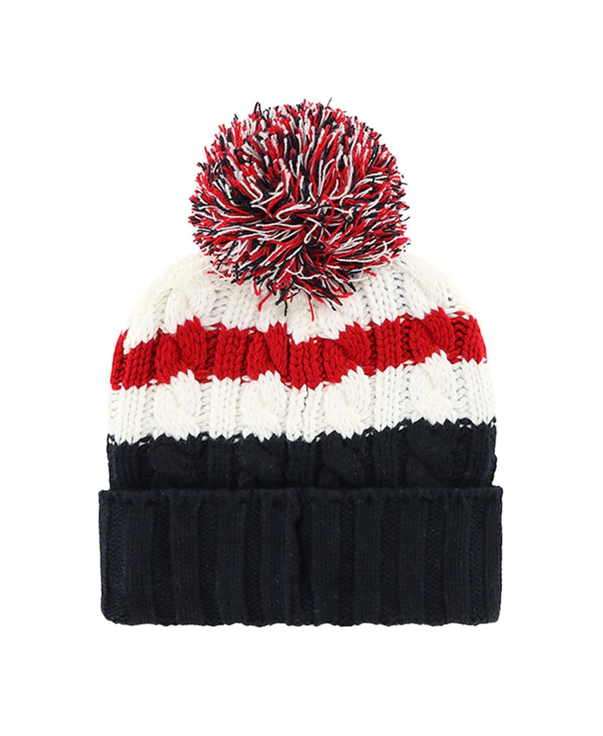Shop 47 Brand Women's ' White, Navy Boston Red Sox Ashfield Cuffed Knit Hat With Pom In White,navy