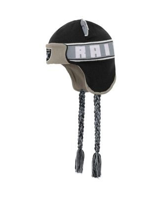 Youth Boys and Girls Black Las Vegas Raiders Wordmark Ears Trooper Knit Hat