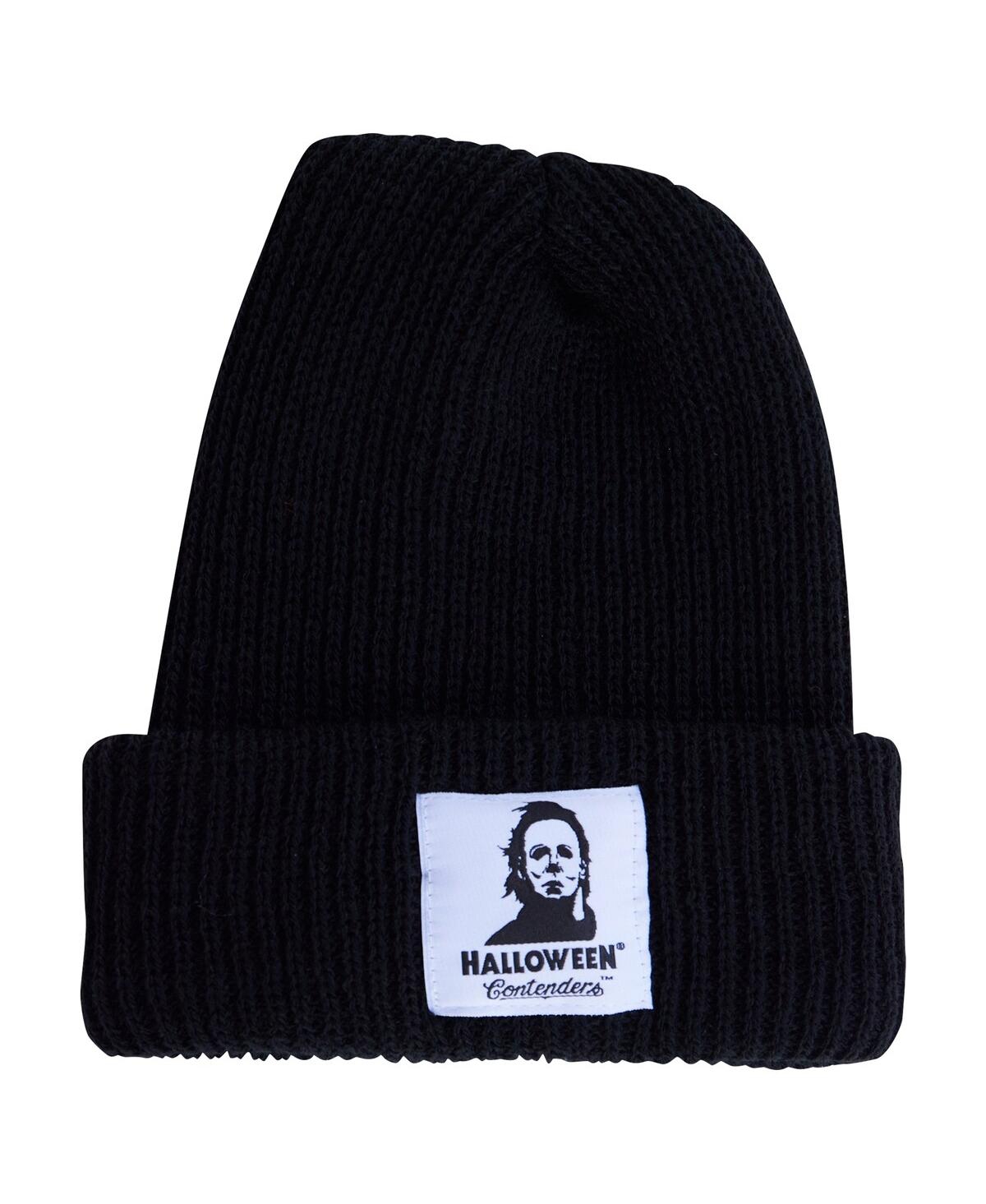 Contenders Clothing Men's And Women's  Black Halloween Myers Face Cuffed Knit Hat