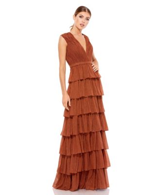 【Mac Duggal】Ieena クレープ ラッフル ミニドレス Sequin Ruffled One Shoulder Gown by Ieena for Mac Duggal