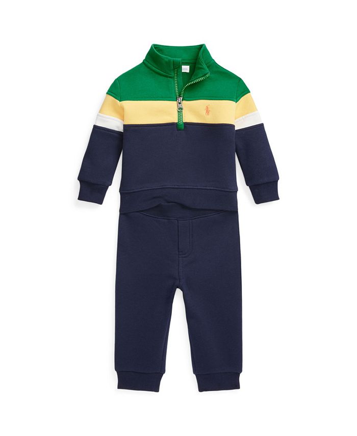 Polo Ralph Lauren Baby Boys Striped Fleece Pullover and Pants Set