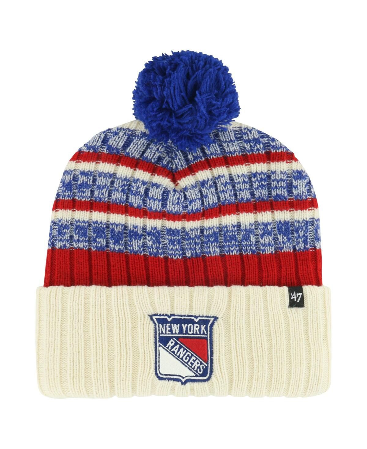 Мужская кремовая вязаная шапка New York Rangers Tavern с манжетами и помпоном