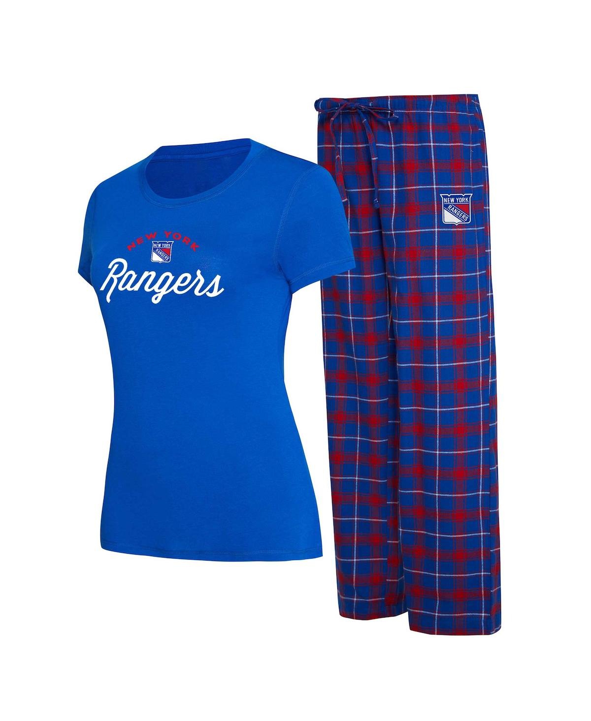 CONCEPTS SPORT WOMEN'S CONCEPTS SPORT BLUE, RED NEW YORK RANGERS ARCTIC T-SHIRT AND PAJAMA PANTS SLEEP SET