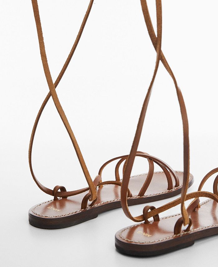 MANGO Women's Leather Straps Sandals Macy's