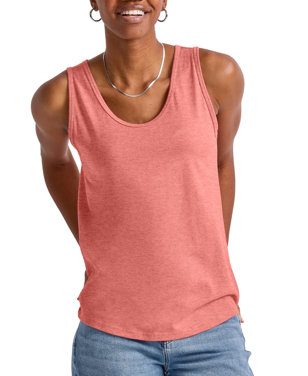 Hanes Women's Originals Triblend Tank Top In Concentrated Coral Heather