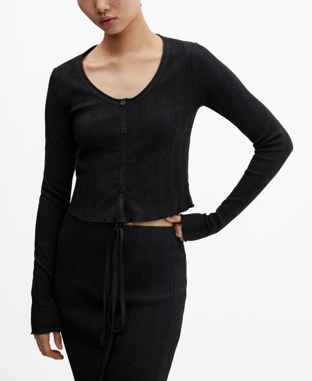 Mango Women's Knit Button T-shirt