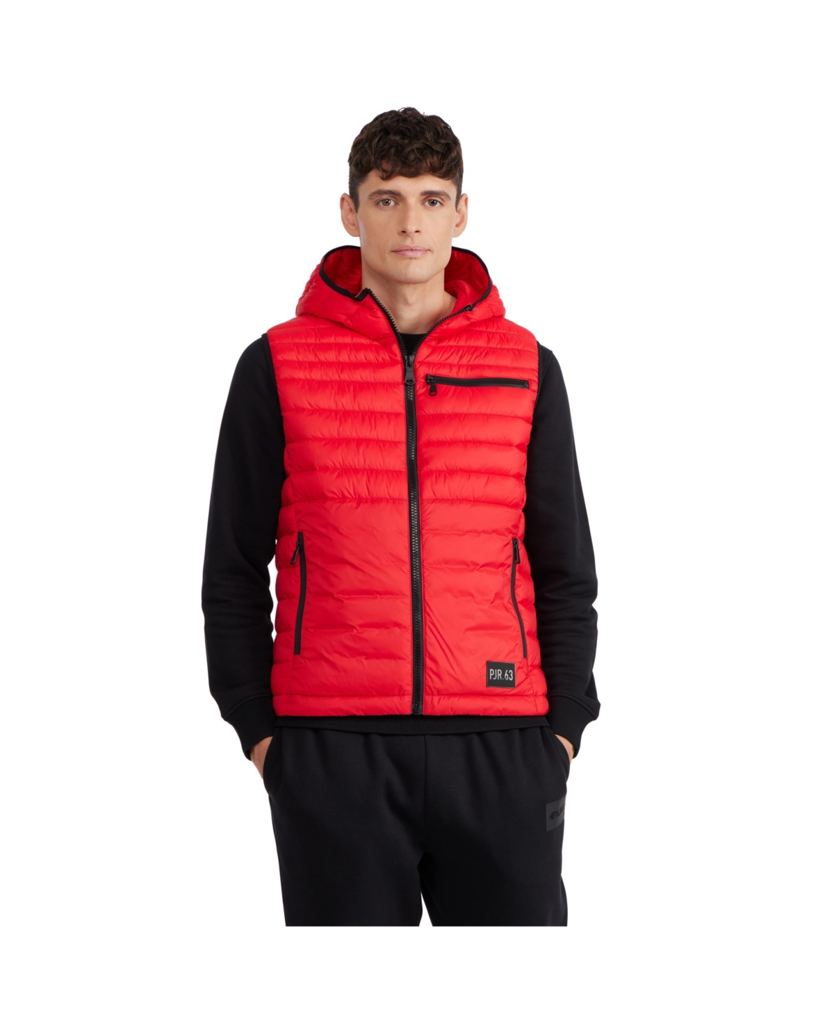 Men's Drew Puffer Vest with Fixed Hood - Current red