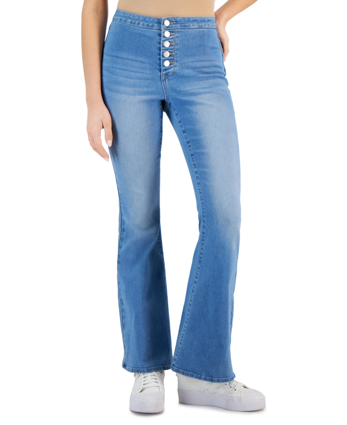 Juniors' Curvy High-Rise Flare-Leg Jeans - Andes Wash
