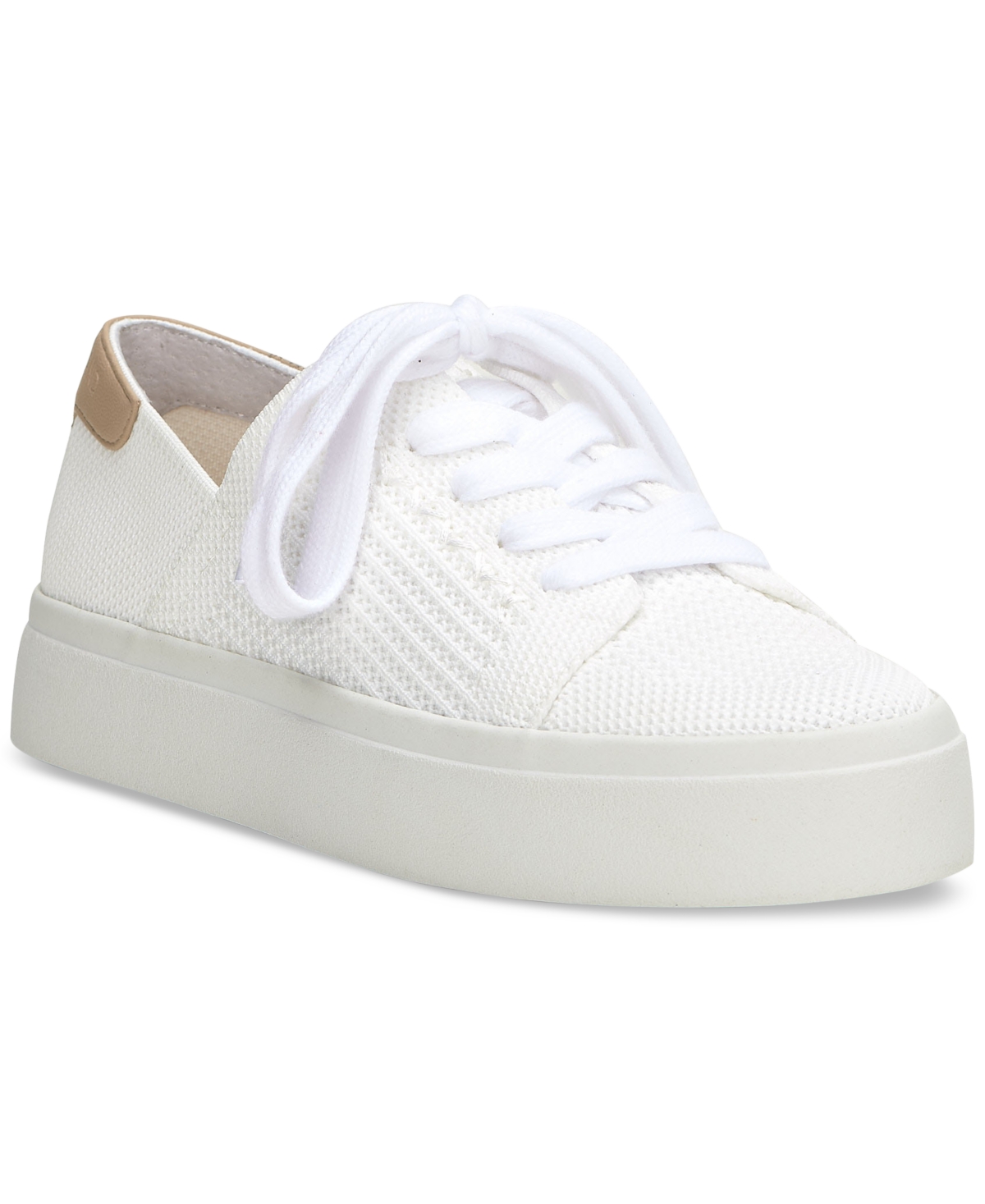 Shop Lucky Brand Women's Talena Cutout Lace-up Sneakers In White Two Tone Knit