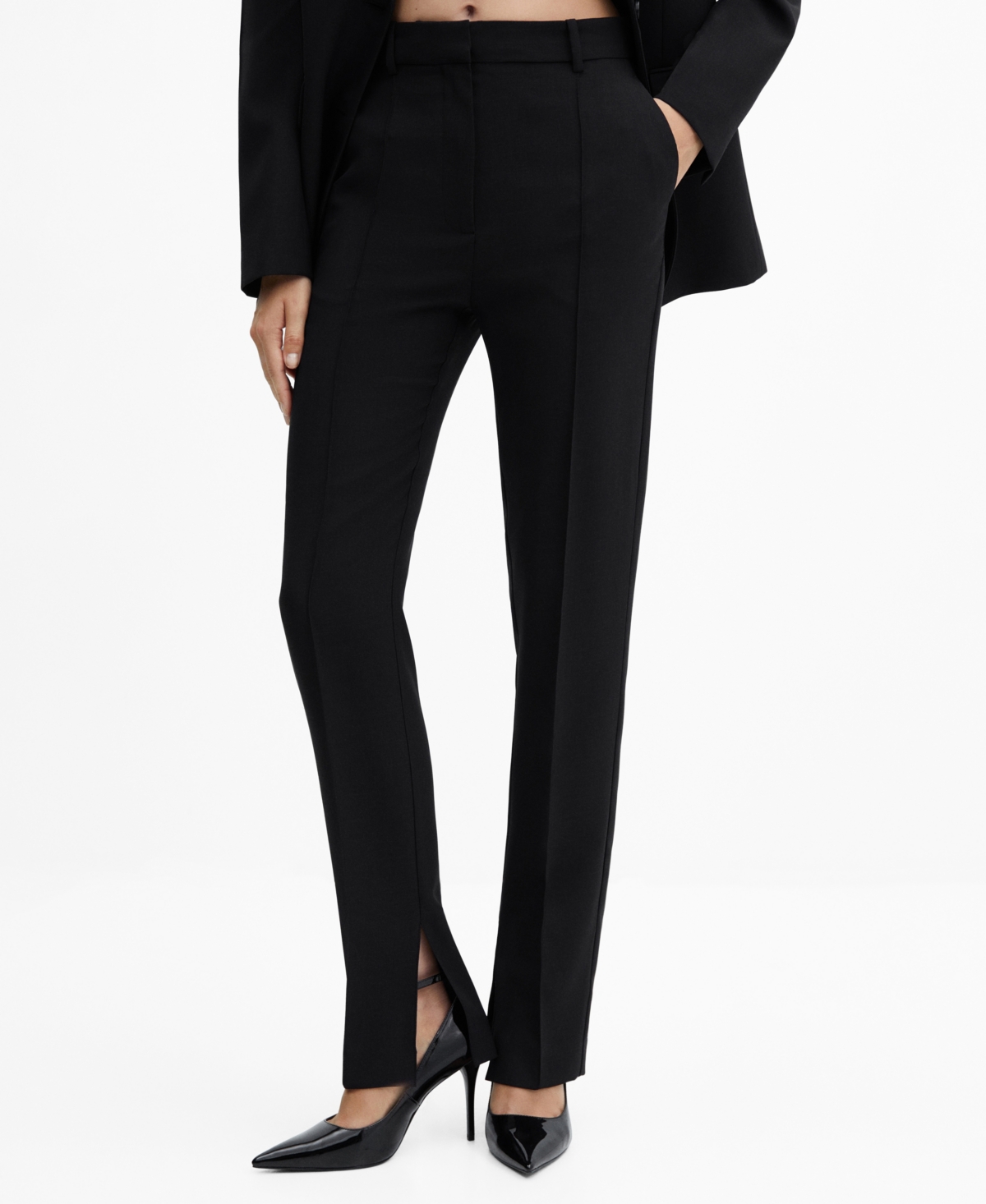 Mango Women's Side Slit Suit Pants In Black