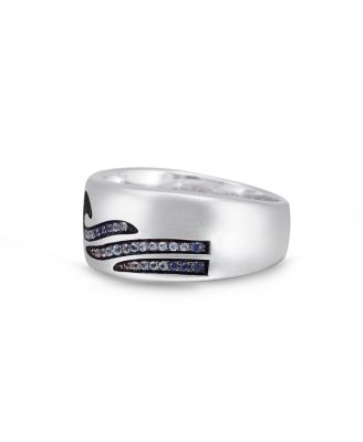Breaking Waves Design Sterling Silver Blue Sapphire, Topaz Gemstone Band Men Ring