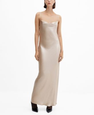 open back satin effect dress MANGO Women's Open-Back Satin-Effect Dress
