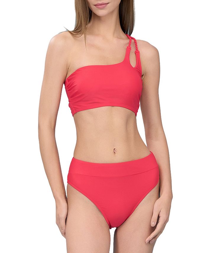Lace up back bandeau high waisted bikini swimsuit online