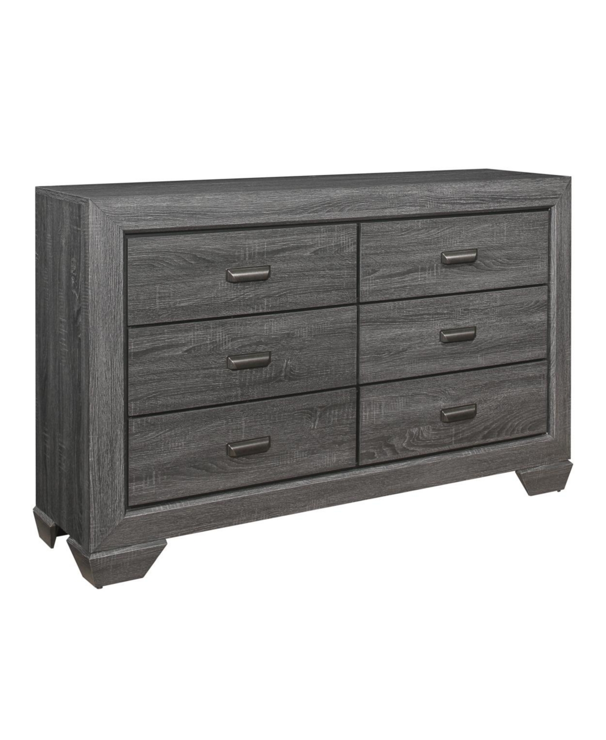 Wooden Bedroom Furniture Gray Finish 1 Piece Dresser Of 6X Drawers Contemporary Design Rustic Aesthetic - Grey