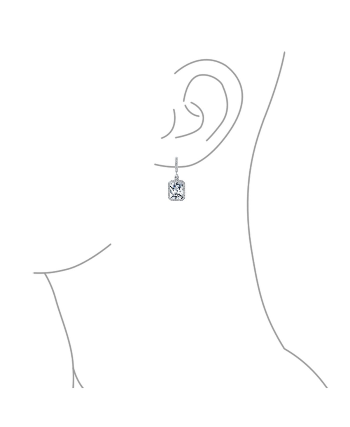 Statement Fashion 10CT Emerald Cut Cz Halo Dangle Huggie Dangle Earrings Prom Cubic Zirconia