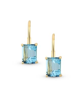 Traditional 4.50 CTW Created Stone Emerald Cut Drop Earrings Hinge Lever Back Yellow Gold Plated Sterling Silver