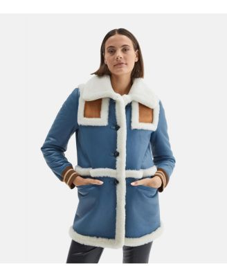 Macy's shearling coats womens best sale