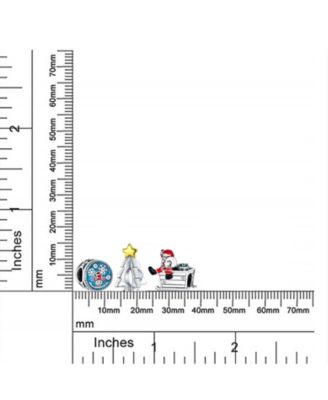 Colorful Christmas Tree Set Of 3 Snowman Red Hat Santa Claus Sled Charm Bead For Women Enamel Sterling Silver Fits European Bracelet