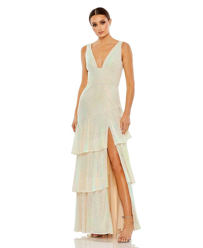 Bcbg asymmetrical ruffle gown 2025