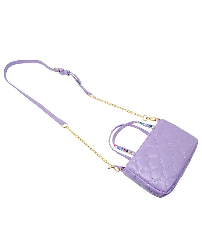 Tiny Treats + Zomi Gems Girl's Purple Quilted Rhinestone Tote Bag - Macy's