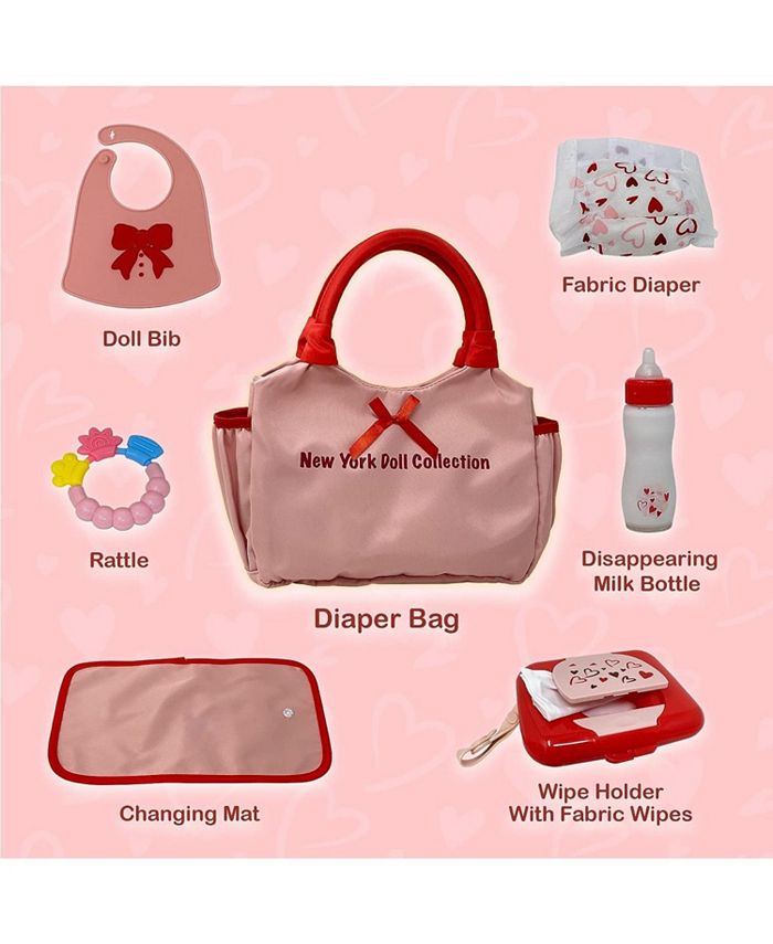 The New York Doll Collection Baby Doll Diaper Bag Set with Accessories