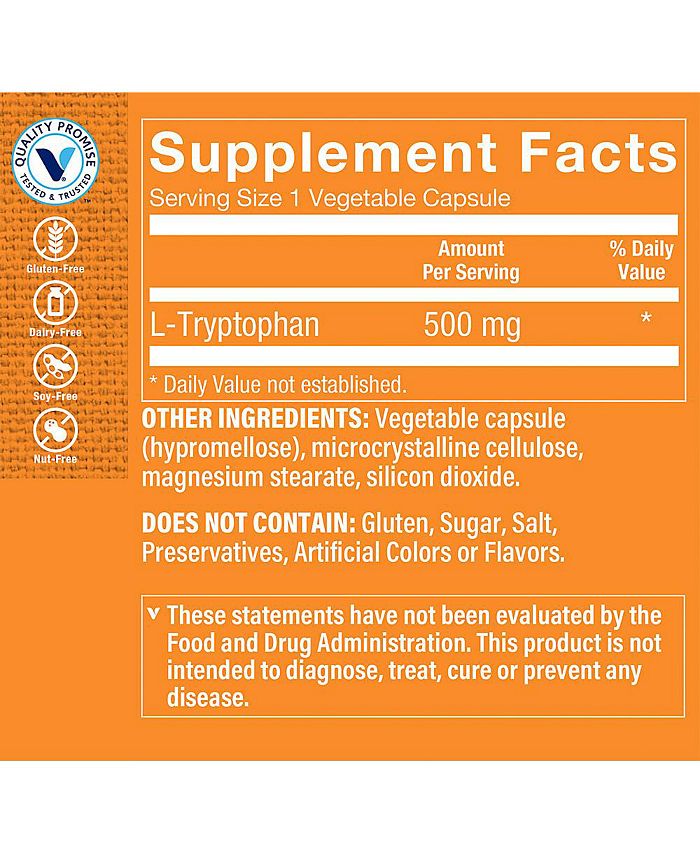 The Vitamin Shoppe LTryptophan Supports Mood & Relaxation 500 MG